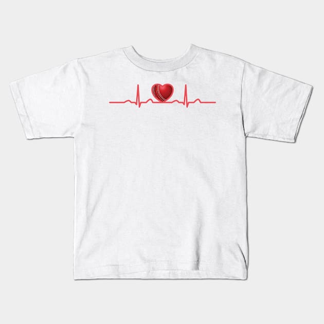 Cricket Makes My Heart Beat Kids T-Shirt by DPattonPD